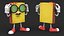 Cartoon Yellow Book Rigged 3D model