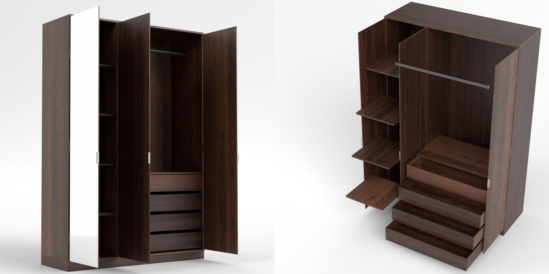 Three-door Wardrobe 3D Model - TurboSquid 1990838