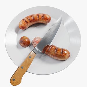 Fry sausage and Knife