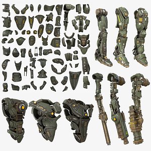 Sci-Fi Mech Robot Automaton Soldier Military Kitbash Parts Collection with ZBRUSH File Included