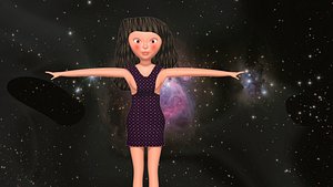 free low poly woman in dress 42