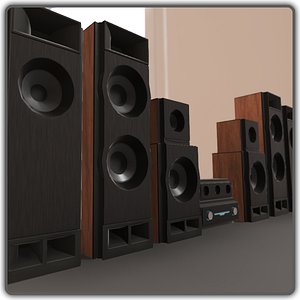 Sound System Audio Speaker Set Home Cinema Low Poly High Quality