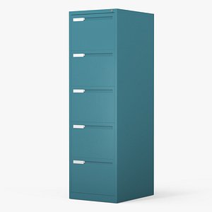 Filing Cabinet 5 Drawer Blue 3D model