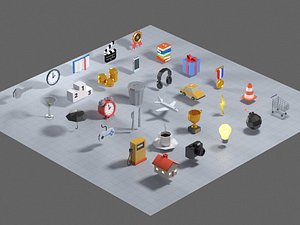 30 Low Poly Pictogram Icons