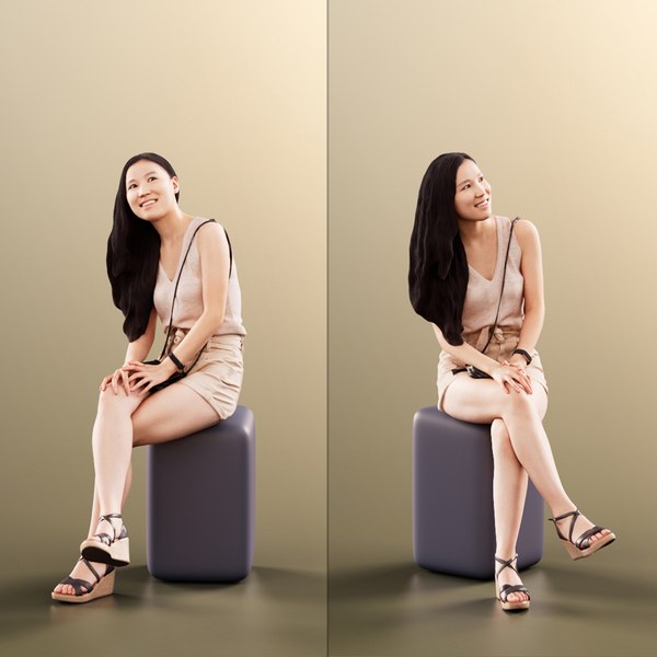 11350 Anita - Asian Woman Sitting 3D