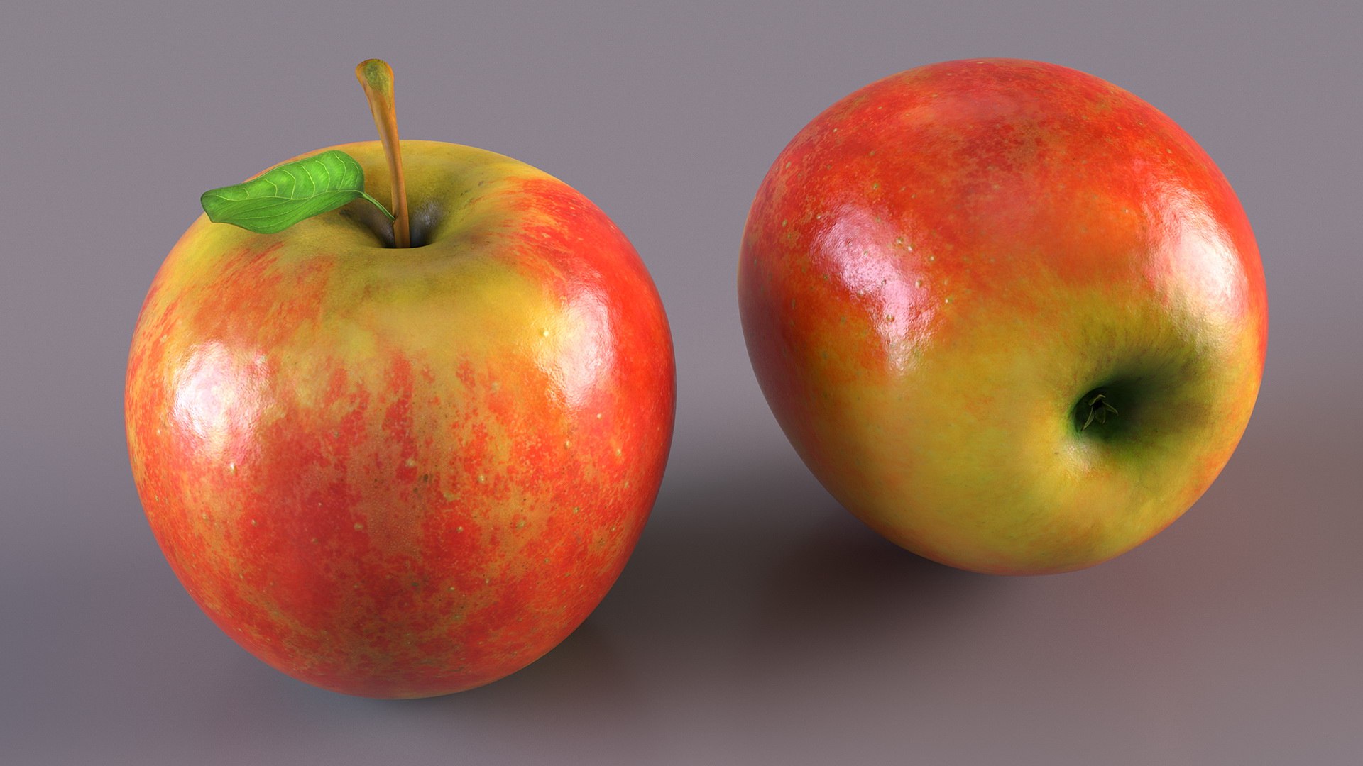 Realistic Apple With Leaf 3D Model - TurboSquid 2239638