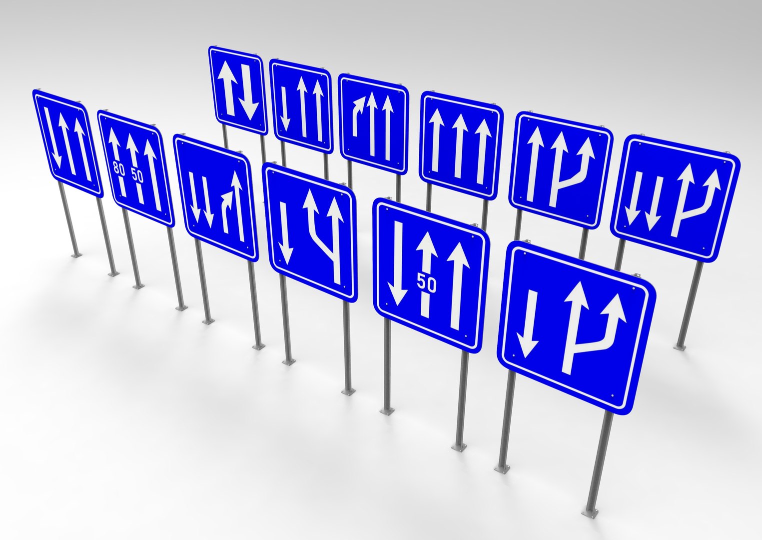 Square Blue v2 Sign 12 Piece 3D model - TurboSquid 1735605
