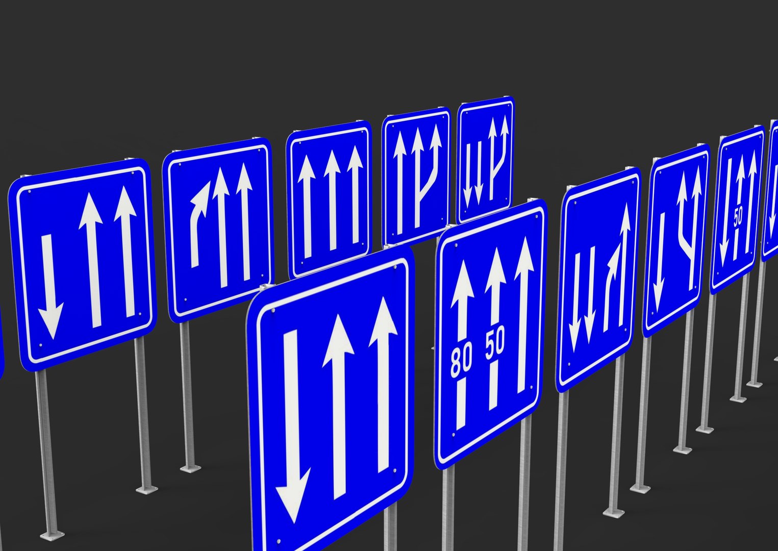 Square Blue v2 Sign 12 Piece 3D model - TurboSquid 1735605
