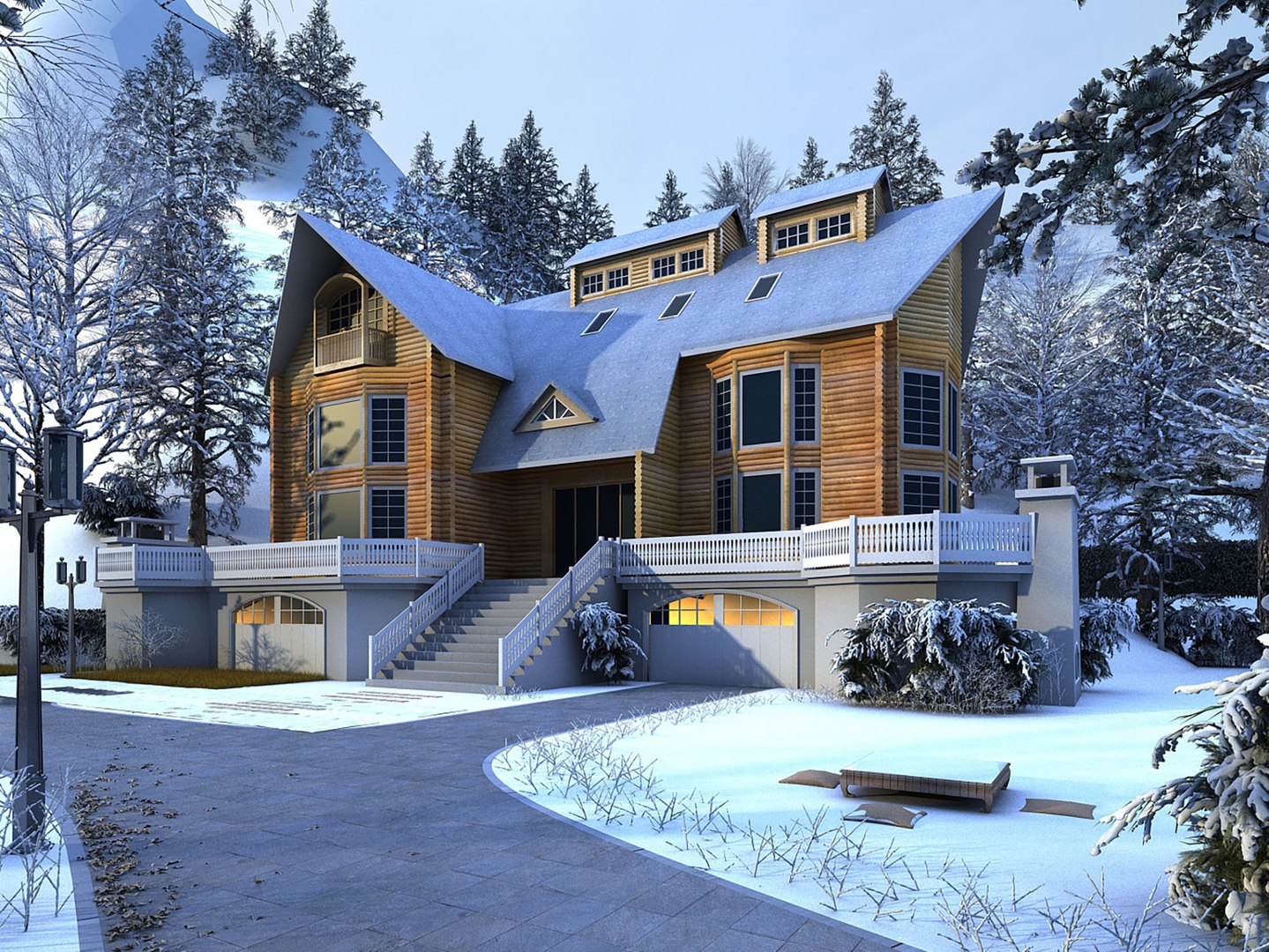 3D model Snow view community villa in winter villa snow TurboSquid