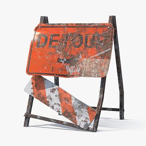 Destroyed Detour Sign