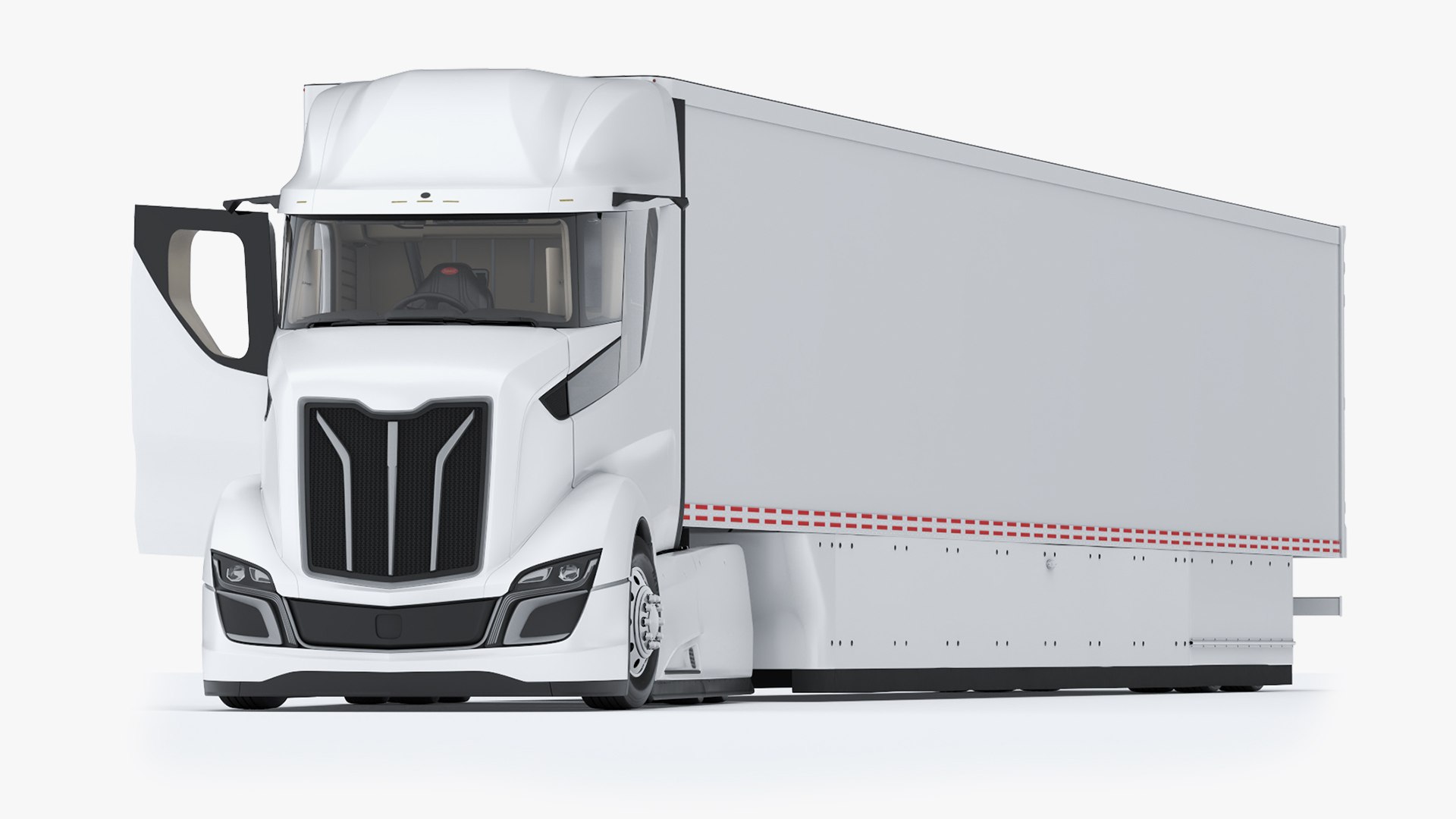 Advanced Long Haul Truck and Trailer Rigged 3D model preview