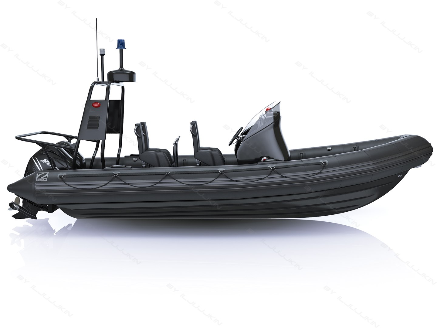 military inflatable boat zodiac 3d model