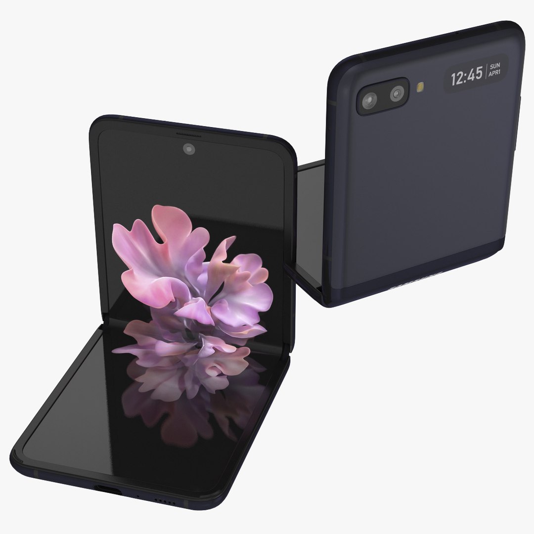 Samsung Galaxy Z Flip Mirror Black Animated for Modo 3D model preview