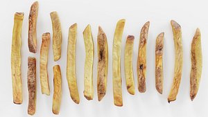 15 Fench Fries Blender Drop Simulation Script included 3D model