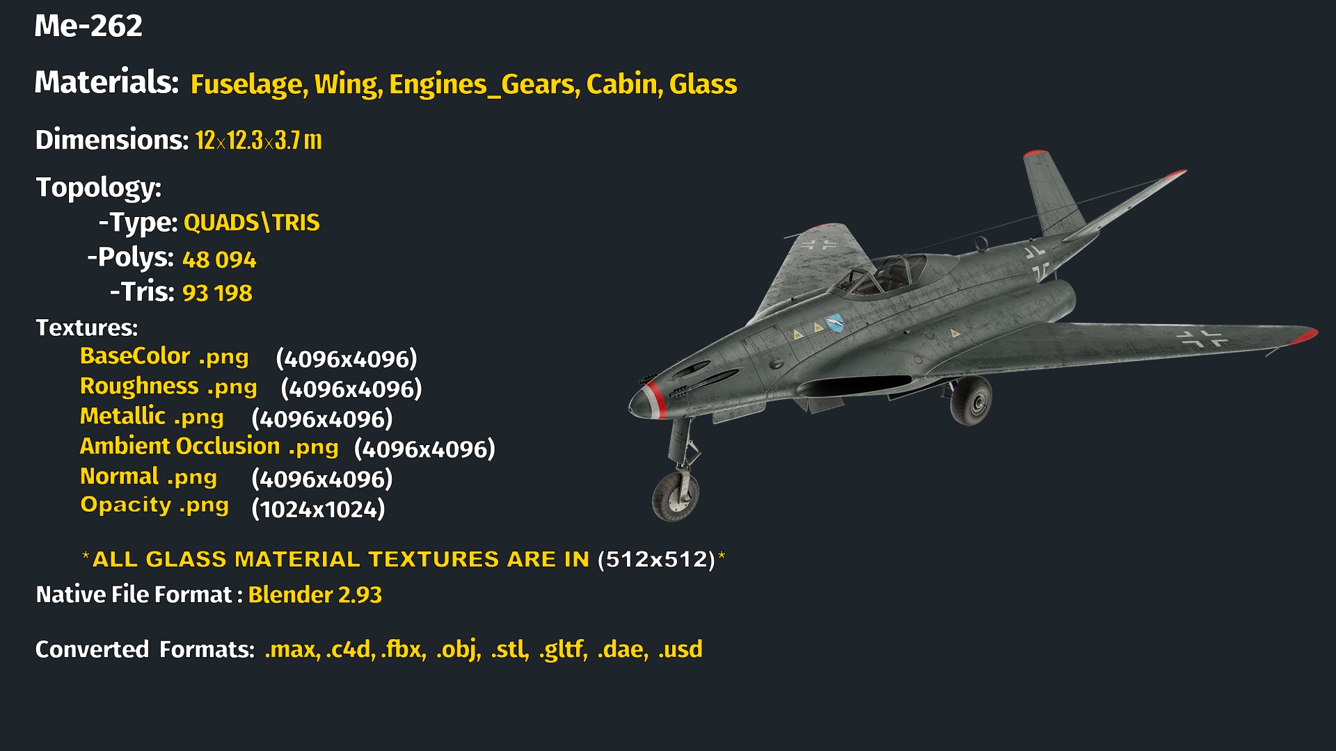 Me-262 model - TurboSquid 1746838