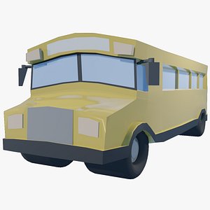 3D Low-Poly Cartoon school bus
