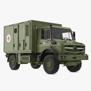 3D model mercedes unimog 4023 ambulance vehicle
