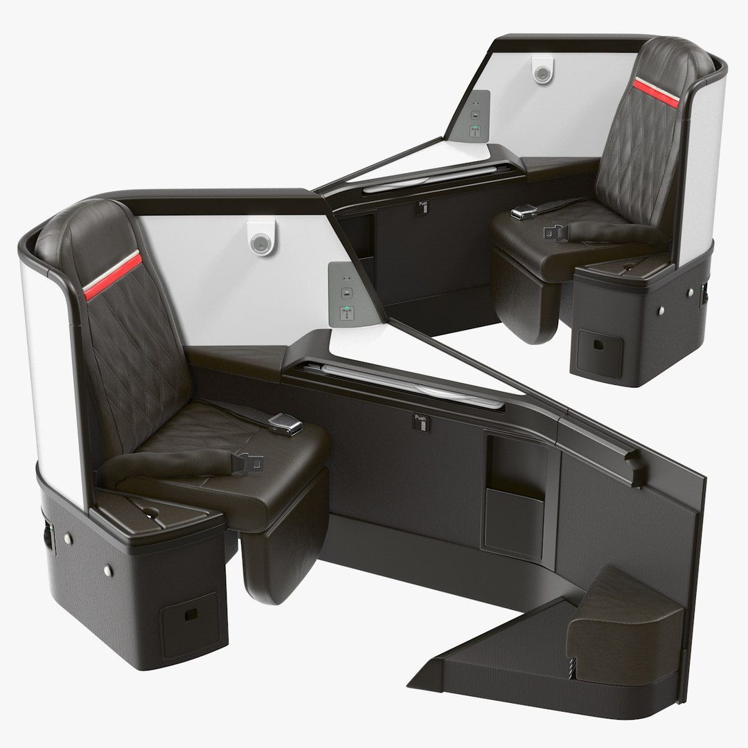 Airplane Business Class Seats Side 3D model preview