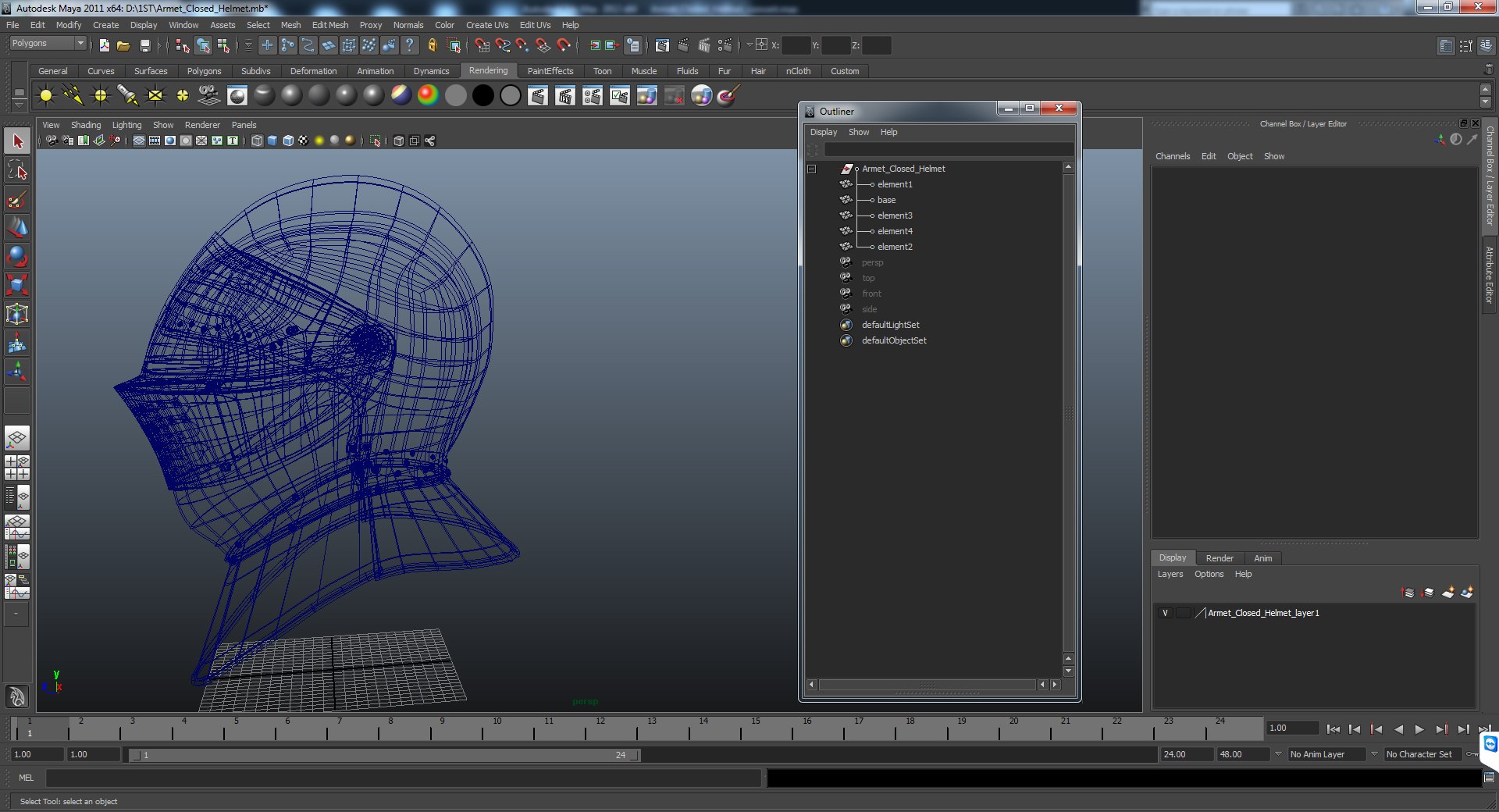 Armet Closed Helmet 3D model preview