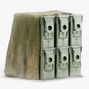 millitary ammoboxes of ammunition covered with awning yk1 model