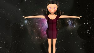 free low poly woman in dress 24