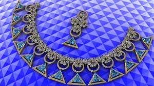 3D Diamond Satting Beautiful Neckless-Earring