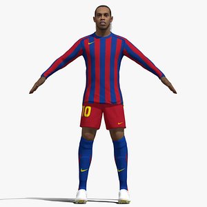 3D T-Pose Rigged Ronaldinho 2005