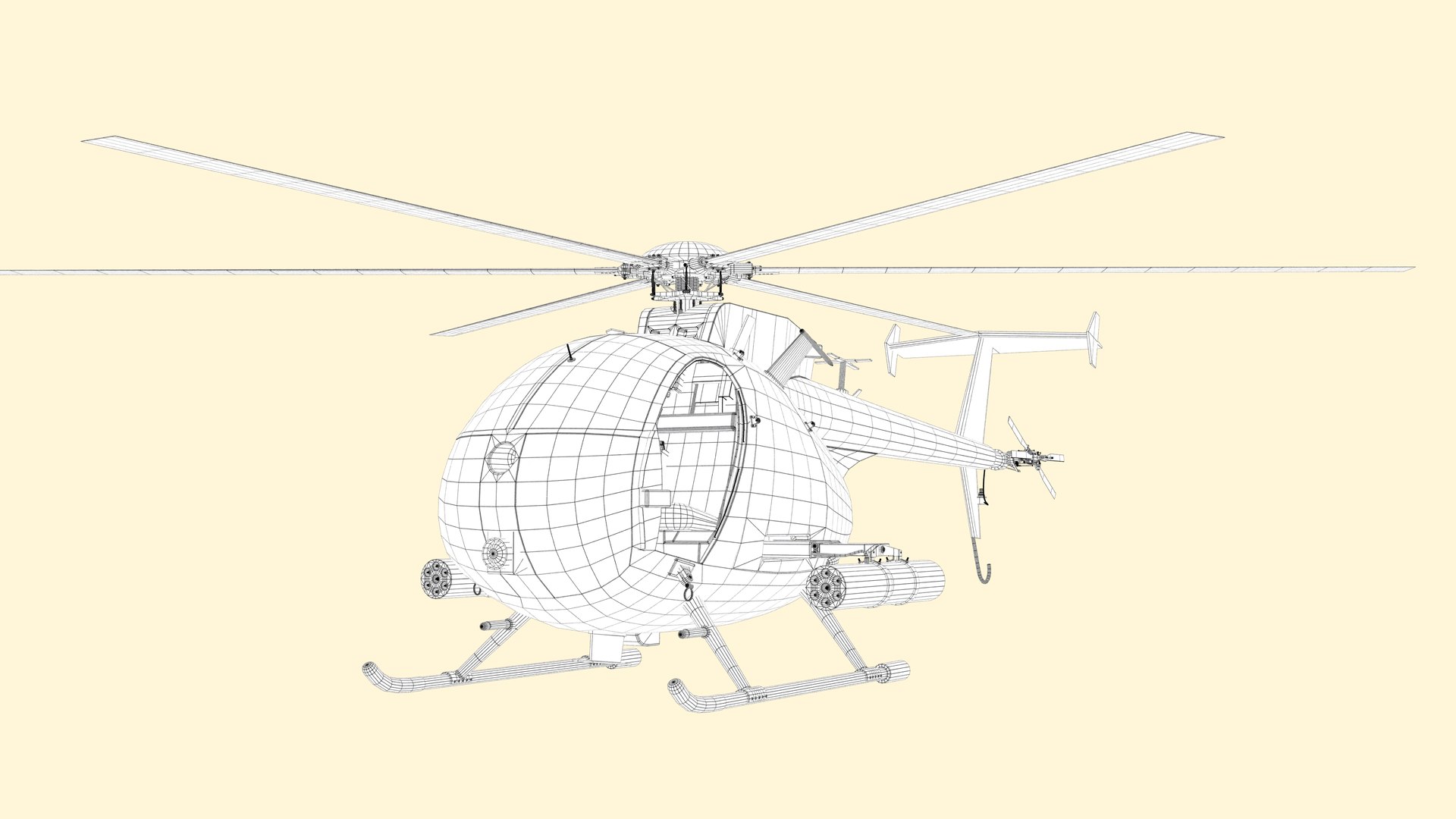 3D Helicopter MH-6 Game Ready Model - TurboSquid 2383347