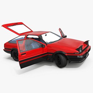 Toyota Sprinter Trueno AE86 Red Rigged for Cinema 4D