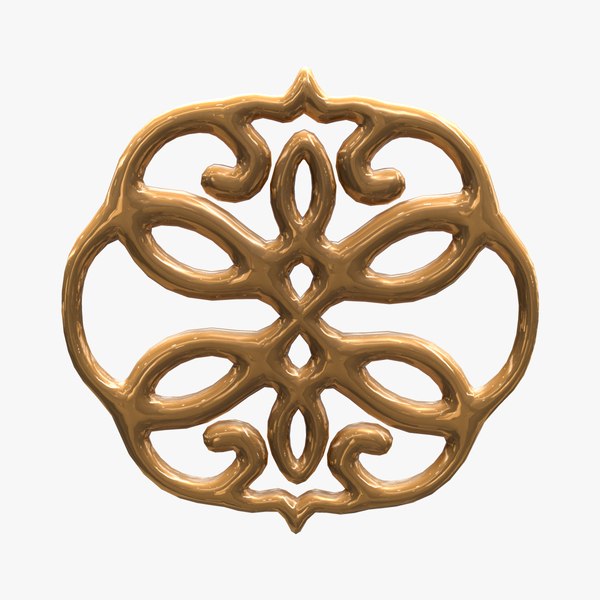 Gold Broche Pin 3D model