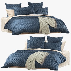 Adairs Selma Navy Velvet Quilted Quilt Cover 3D model