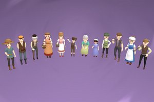 Stylized NPC - Peasants Bundle 3D model