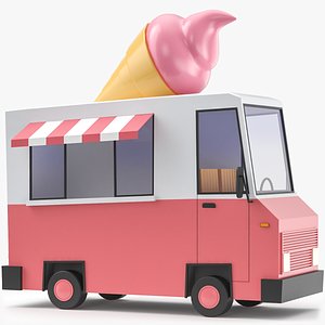 Stylized Ice Cream Van Low Poly 3D Model model