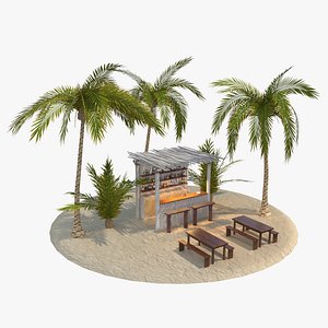 scene beach bar 3D model