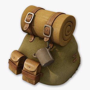 package  knapsack  Military backpack  Tactical backpack  Cartoon bag  Water cup 3D model