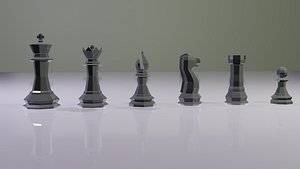 chess pieces set 3D model
