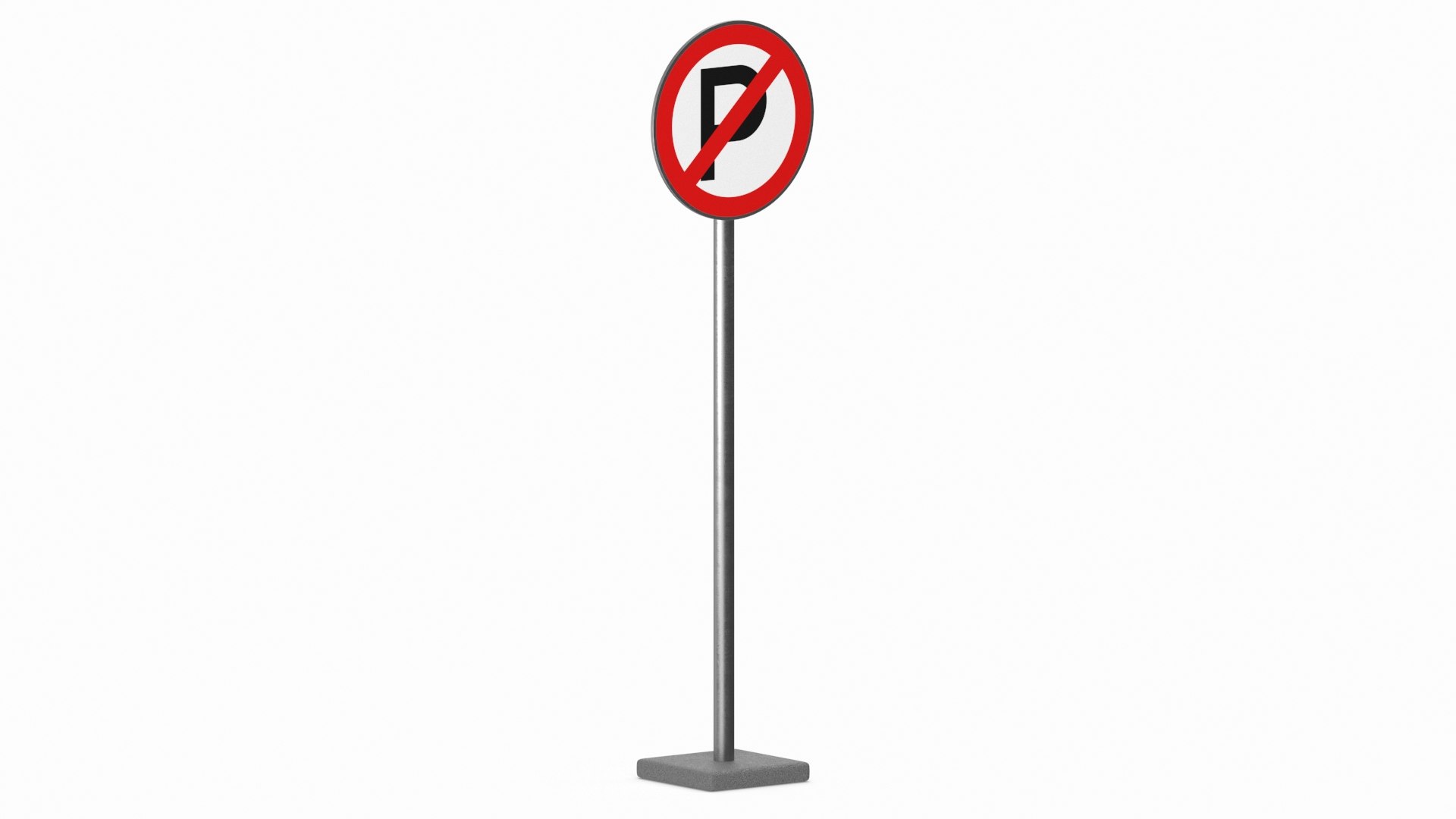 Road Sign No Parking 3D model preview