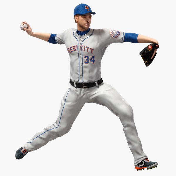 3D model White Baseball Pitcher Animated HQ