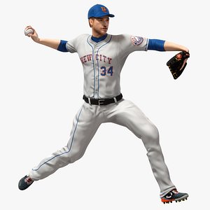 White Baseball Pitcher Animated HQ Standard License