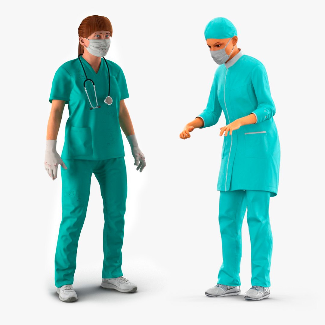 Female Doctors Rigged Fur Collection 3D model preview