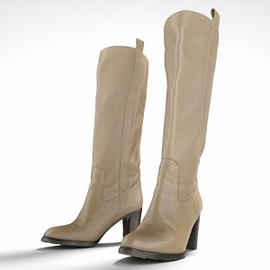 3d beige leather boots