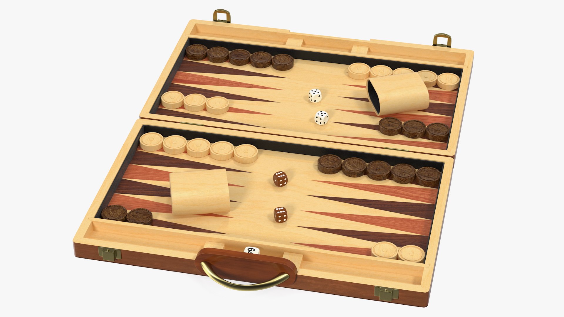 Vintage Wooden Backgammon 3D model preview