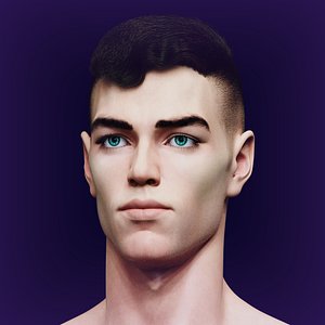 3D Slavic realistic male head high-poly model