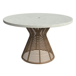 Summer Classics HARRIS ROUND DINING TABLE TRAVERTINE SUPERSTONE TOP