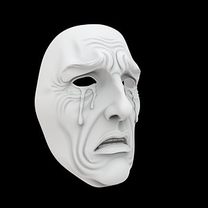 Tearful Mask 3D Print Model Emotional Face Sculpture 3D