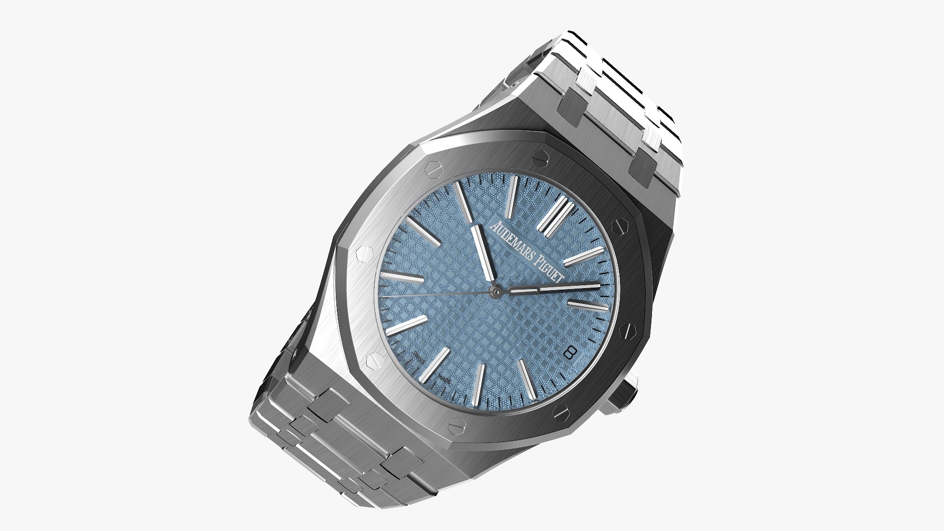 Audemars Piguet Royal Oak Smoked Blue White Gold Grande Tapisserie 3D model preview