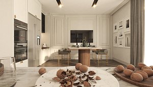 Classic Luxury Kitchen Interior 3ds Max V-Ray Realistic Scene