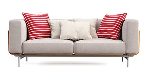 Wood and Fabric Sofa