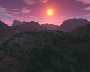 3ds max red sun sunset