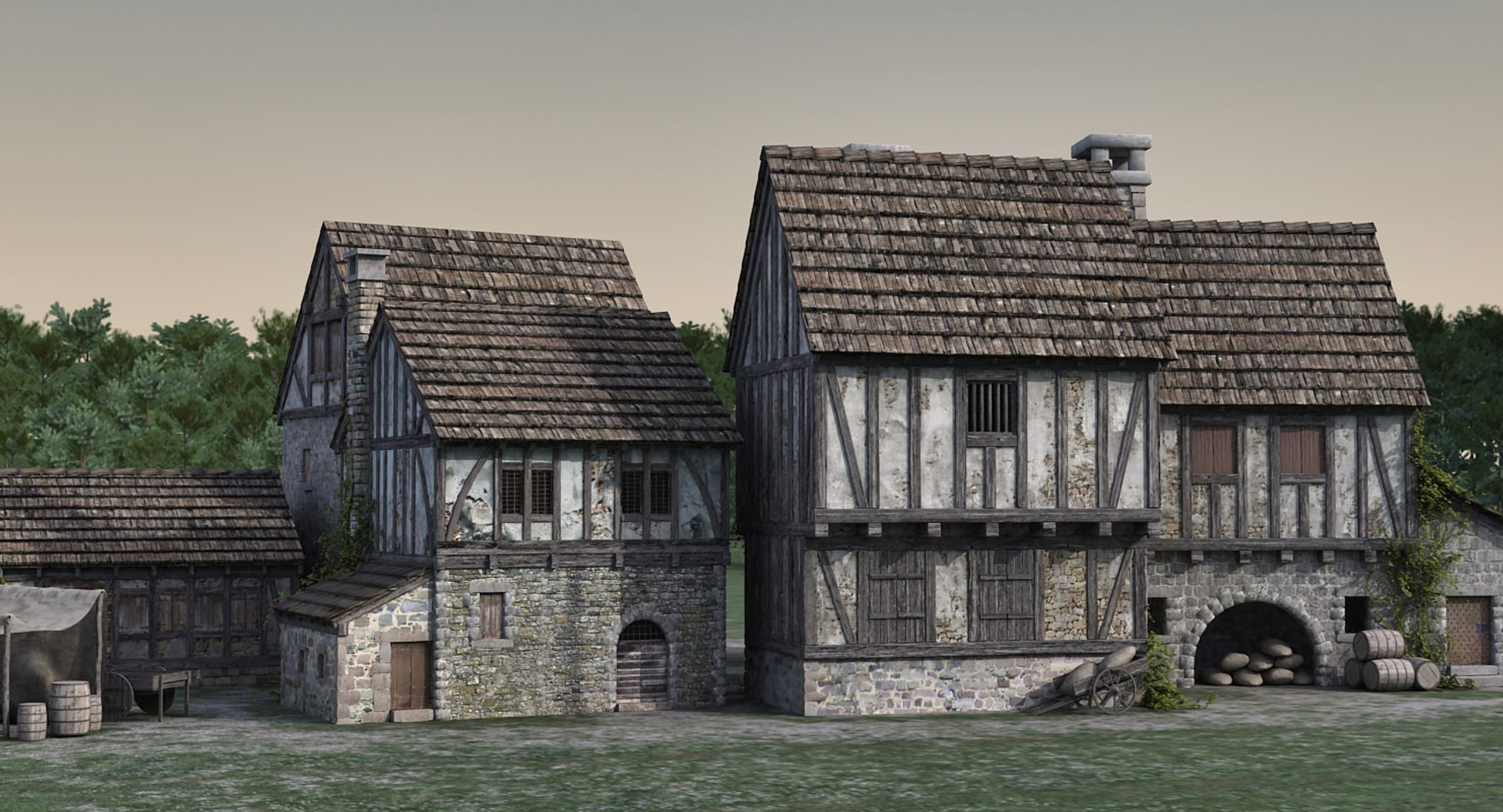 3D medieval town village model - TurboSquid 1198333